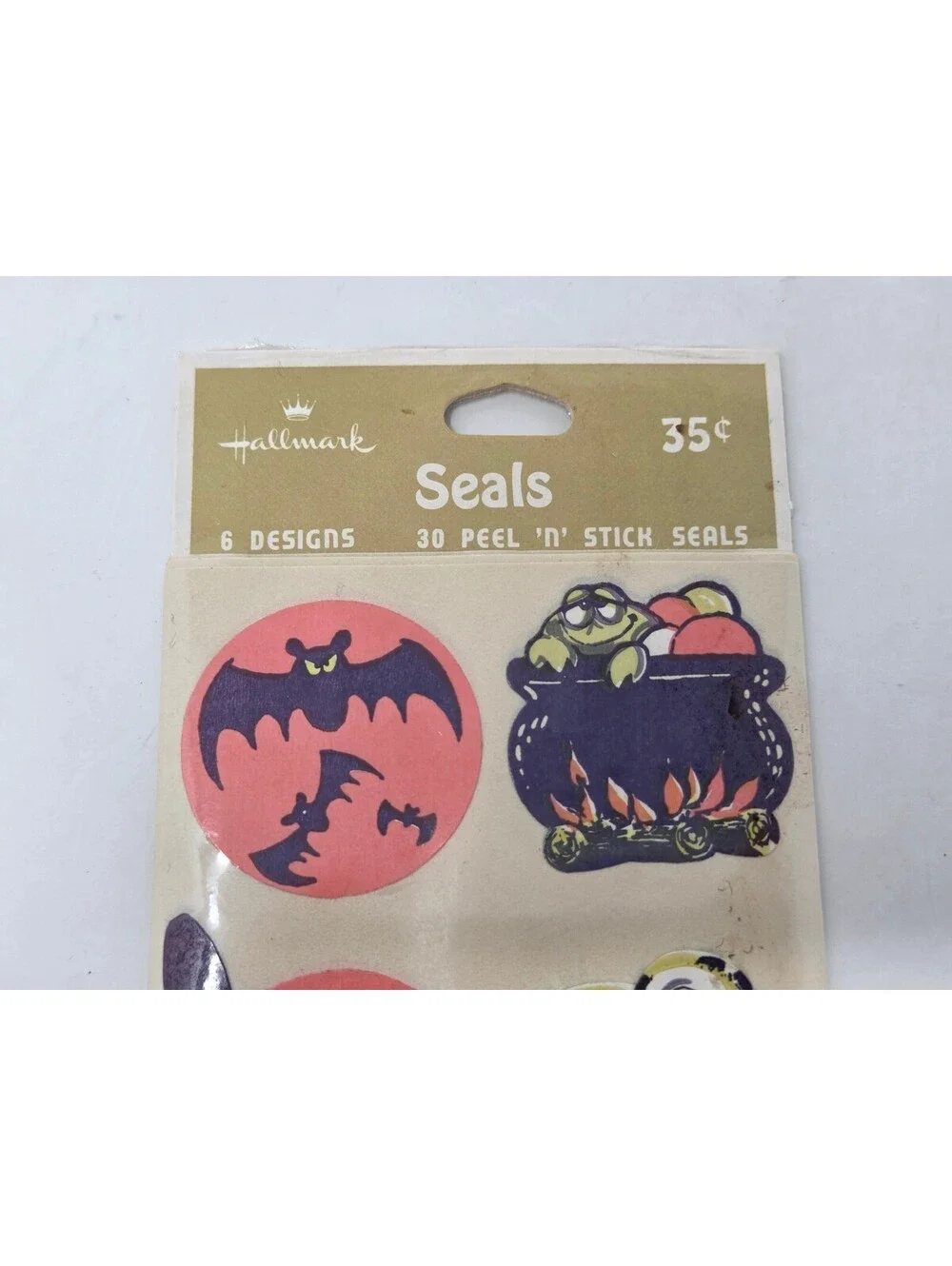 Vintage Hallmark Halloween Peel 'N Stick Seals Stickers 6 Designs 30 Pieces New